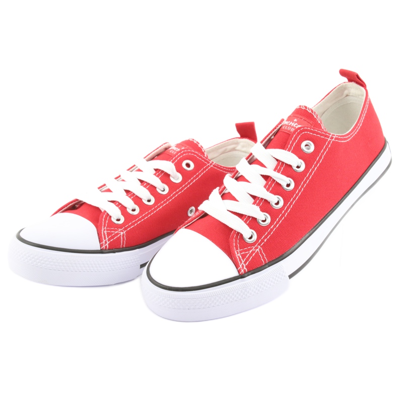 American Club Zapatillas de deporte rojo empatadas de mujeres LH18 3