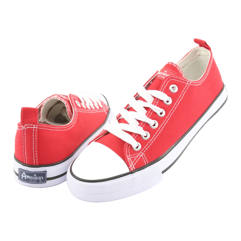 American Club Zapatillas de deporte rojo empatadas de mujeres LH18 4