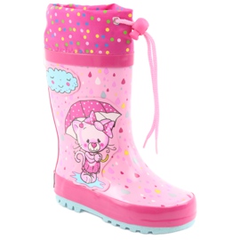American Club Botas de agua bebé gatito americano azul rosado 1