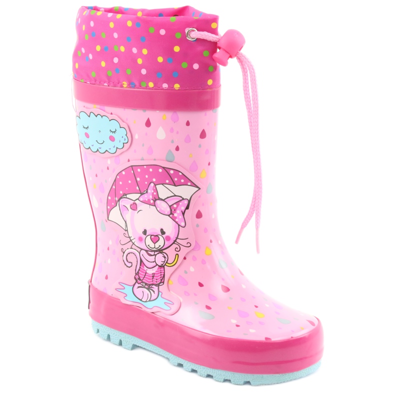 American Club Botas de agua bebé gatito americano azul rosa 1