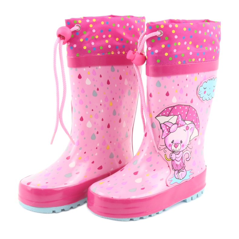 American Club Botas de agua bebé gatito americano azul rosado 3
