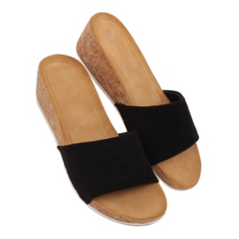 Black G233 Pantuflas cuña negras negro 1