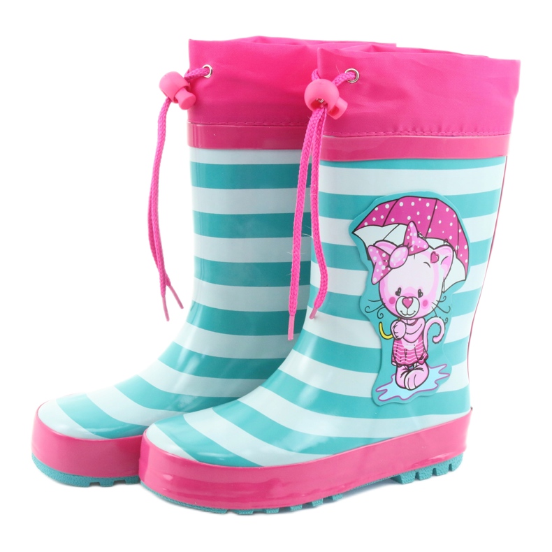 American Club Botas de agua americanas. Gatito después de la exposición. rosa verde 3