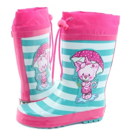 American Club Botas de agua americanas. Gatito después de la exposición. rosa verde 4