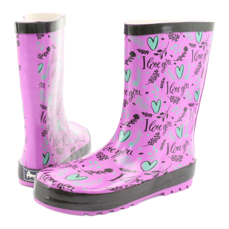 American Club Botas de corazón americano negro violeta verde 4