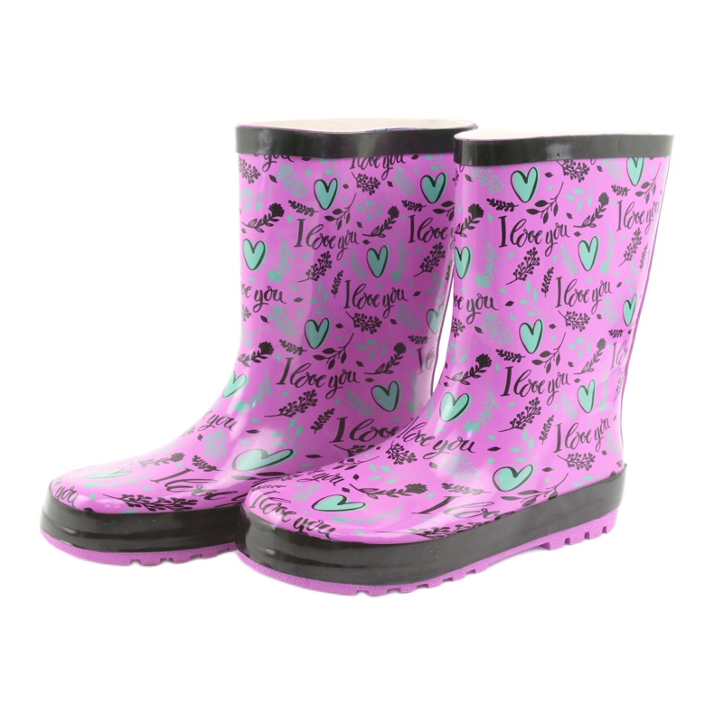 American Club Botas de corazón americano negro violeta verde 3