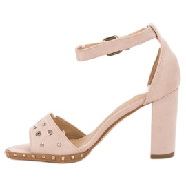SHELOVET Sandalias con diamantes de imitación marrón 4