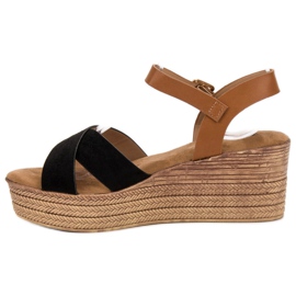 Primavera Sandalias de cuña marrón negro 4