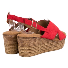 Primavera Sandalias de cuña rojas rojo 1