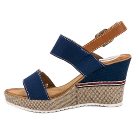 Goodin Sandalias de mezclilla marrón azul 4