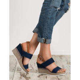 Goodin Sandalias de mezclilla marrón azul 5