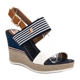 Goodin Sandalias de marinero en una cuña blanco azul multicolor 3