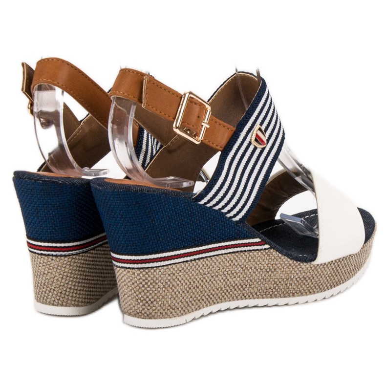 Goodin Sandalias de marinero en una cuña blanco azul multicolor 1 Goodin Sandalias de marinero en una cuña blanco azul multicolor 1