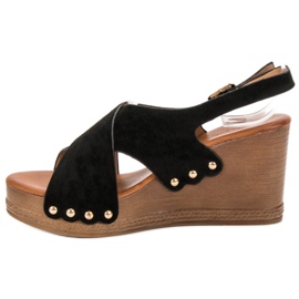 SHELOVET Sandalias de gamuza negro 4