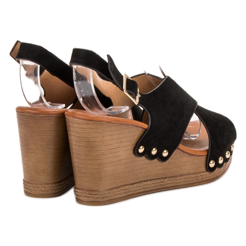 SHELOVET Sandalias de gamuza negro 1