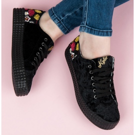 Kylie Zapatillas negras de terciopelo negro 1