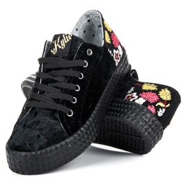 Kylie Zapatillas negras de terciopelo negro 3