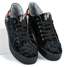 Kylie Zapatillas negras de terciopelo negro 4