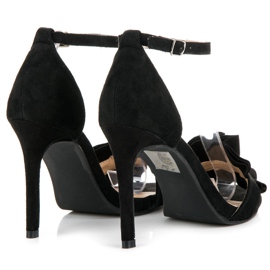 Kylie Sandalias de tacón alto con volante negro 5