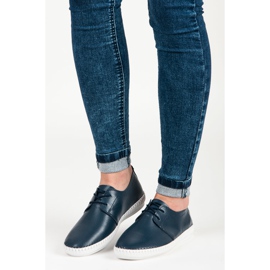 Vinceza Zapatillas Ligeras De Cuero Atadas azul 1