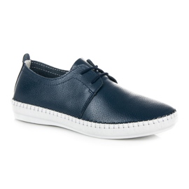 Vinceza Zapatillas Ligeras De Cuero Atadas azul 3