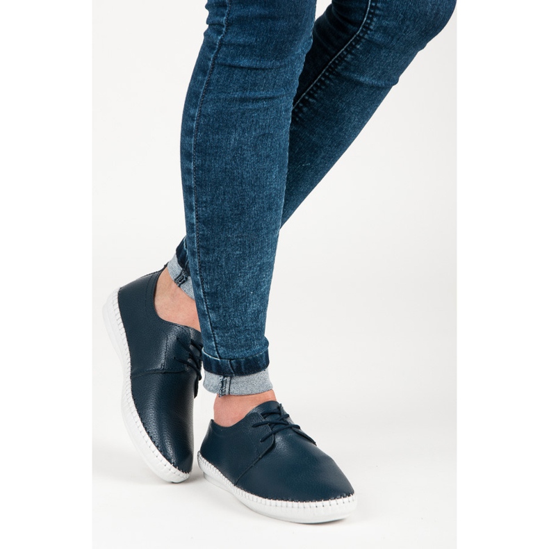 Vinceza Zapatillas Ligeras De Cuero Atadas azul 2