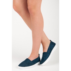 VINCEZA Slipony de cuero azul 2