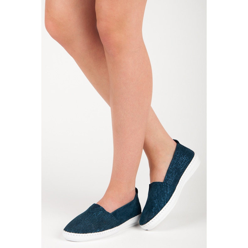 VINCEZA Slipony de cuero azul 2