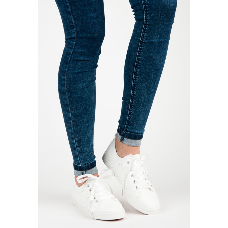 Kylie Zapatillas blancas atadas con una cinta blanco 1