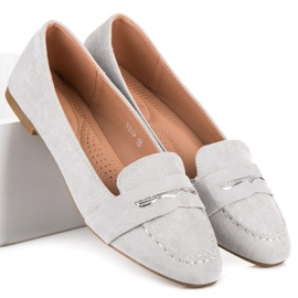 Small Swan Mocasines de ante con brocado gris 6