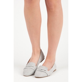 Small Swan Mocasines de ante con brocado gris 7