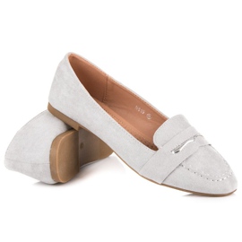 Small Swan Mocasines de ante con brocado gris 5