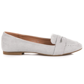 Small Swan Mocasines de ante con brocado gris 2