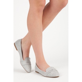 Small Swan Mocasines de ante con brocado gris 1
