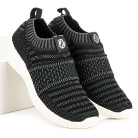 Kylie Zapatillas deportivas sin cordones de tela negro gris 2