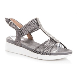 Kylie Sandalias con cristales gris 1