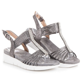 Kylie Sandalias con cristales gris 4