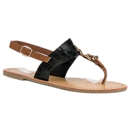Comer Sandalias chanclas con estilo marrón negro 1