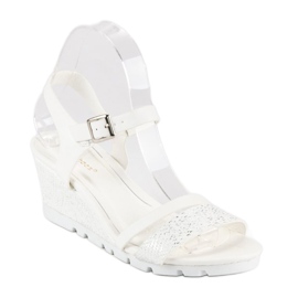Ideal Shoes Sandalias de cuña blancas blanco 2