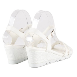 Ideal Shoes Sandalias de cuña blancas blanco 4