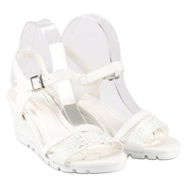 Ideal Shoes Sandalias de cuña blancas blanco 5