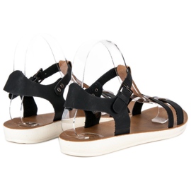 Sandalias abrochadas con hebilla negro marrón 4