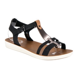 Sandalias abrochadas con hebilla negro marrón 3