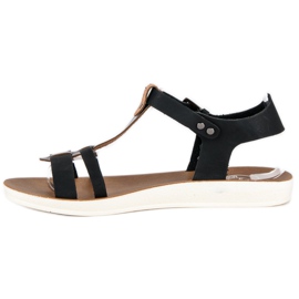 Sandalias abrochadas con hebilla negro marrón 5