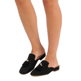Vinceza Pantuflas de ante negras negro 1