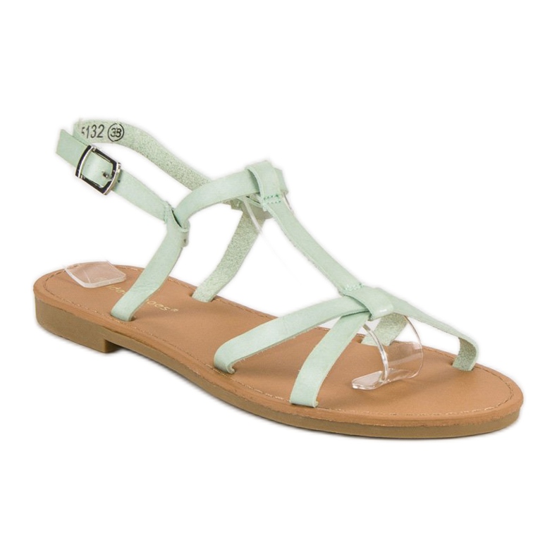 Ideal Shoes Sandalias en menta claro verde 2 Ideal Shoes Sandalias en menta claro verde 2