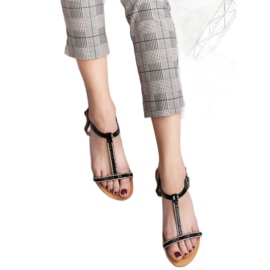 Abloom Sandalias planas lacadas negro 7
