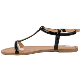 Abloom Sandalias planas lacadas negro 4