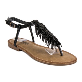 Comer Chanclas sandalias decorativas negro 5