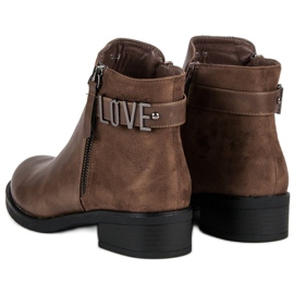 Ideal Shoes Botas marrones de tacón plano negro 4